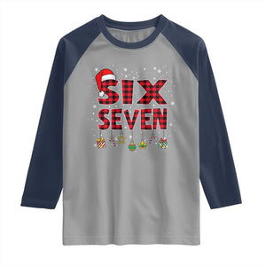 Funny Six Seven Christmas Raglan Shirt 67 Meme Gen Alpha Slang Red Plaid Xmas Pajamas TS10 Sport Gray Navy Print Your Wear