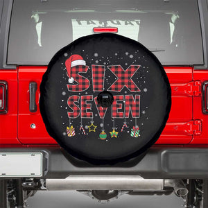 Funny Six Seven Christmas Spare Tire Cover 67 Meme Gen Alpha Slang Red Plaid Xmas Pajamas TS10 Black Print Your Wear