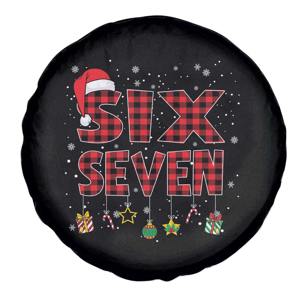 Funny Six Seven Christmas Spare Tire Cover 67 Meme Gen Alpha Slang Red Plaid Xmas Pajamas TS10 Print Your Wear