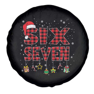 Funny Six Seven Christmas Spare Tire Cover 67 Meme Gen Alpha Slang Red Plaid Xmas Pajamas TS10 Print Your Wear