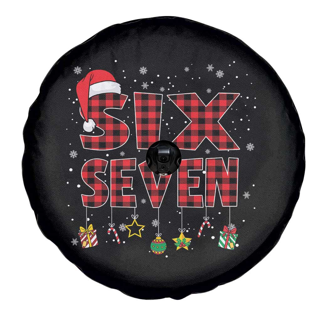 Funny Six Seven Christmas Spare Tire Cover 67 Meme Gen Alpha Slang Red Plaid Xmas Pajamas TS10 Print Your Wear