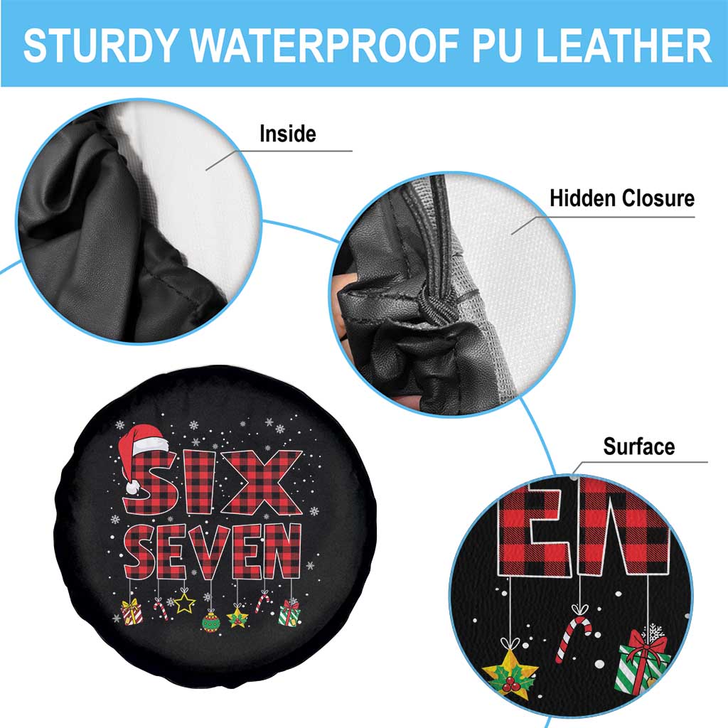 Funny Six Seven Christmas Spare Tire Cover 67 Meme Gen Alpha Slang Red Plaid Xmas Pajamas TS10 Print Your Wear