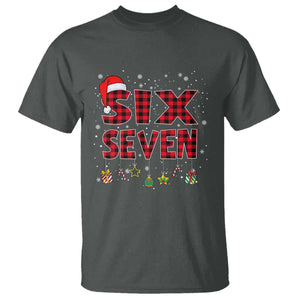 Funny Six Seven Christmas T Shirt 67 Meme Gen Alpha Slang Red Plaid Xmas Pajamas TS10 Dark Heather Print Your Wear