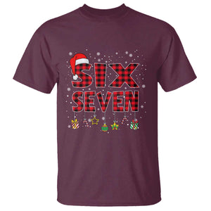 Funny Six Seven Christmas T Shirt 67 Meme Gen Alpha Slang Red Plaid Xmas Pajamas TS10 Maroon Print Your Wear