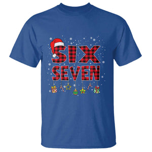 Funny Six Seven Christmas T Shirt 67 Meme Gen Alpha Slang Red Plaid Xmas Pajamas TS10 Royal Blue Print Your Wear