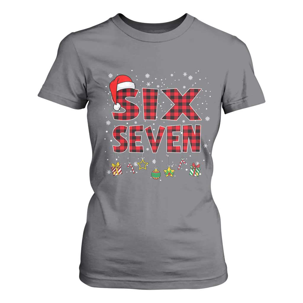 Funny Six Seven Christmas T Shirt For Women 67 Meme Gen Alpha Slang Red Plaid Xmas Pajamas TS10 Charcoal Print Your Wear