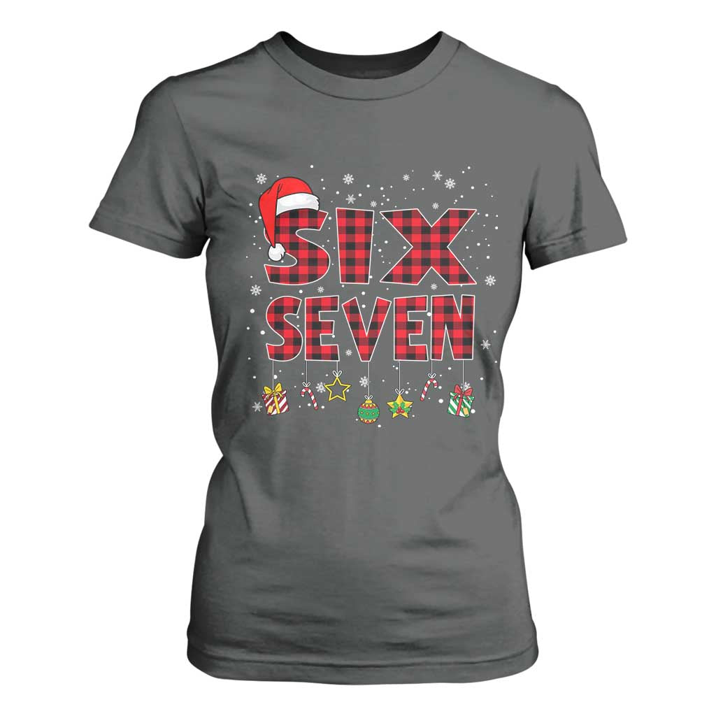 Funny Six Seven Christmas T Shirt For Women 67 Meme Gen Alpha Slang Red Plaid Xmas Pajamas TS10 Dark Heather Print Your Wear