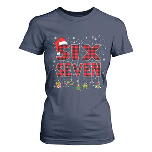 Funny Six Seven Christmas T Shirt For Women 67 Meme Gen Alpha Slang Red Plaid Xmas Pajamas TS10 Navy Print Your Wear