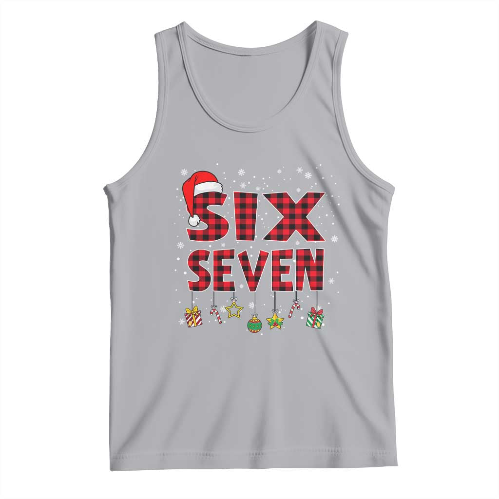 Funny Six Seven Christmas Tank Top 67 Meme Gen Alpha Slang Red Plaid Xmas Pajamas TS10 Athletic Heather Print Your Wear