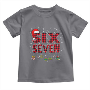Funny Six Seven Christmas Toddler T Shirt 67 Meme Gen Alpha Slang Red Plaid Xmas Pajamas TS10 Charcoal Print Your Wear