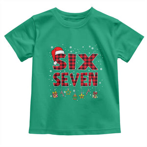 Funny Six Seven Christmas Toddler T Shirt 67 Meme Gen Alpha Slang Red Plaid Xmas Pajamas TS10 Irish Green Print Your Wear
