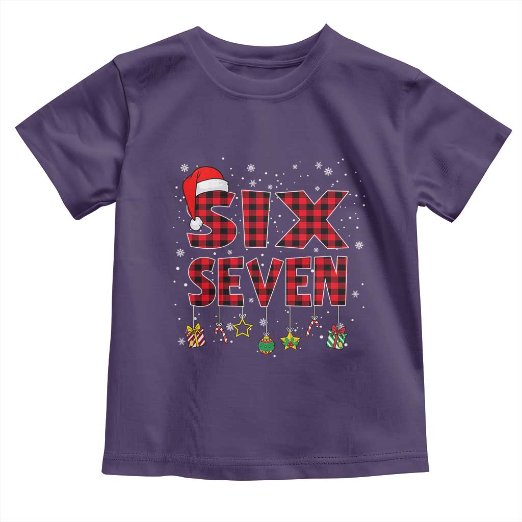Funny Six Seven Christmas Toddler T Shirt 67 Meme Gen Alpha Slang Red Plaid Xmas Pajamas TS10 Purple Print Your Wear