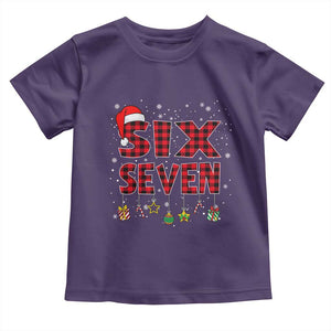 Funny Six Seven Christmas Toddler T Shirt 67 Meme Gen Alpha Slang Red Plaid Xmas Pajamas TS10 Purple Print Your Wear