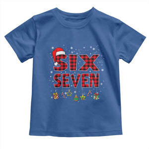 Funny Six Seven Christmas Toddler T Shirt 67 Meme Gen Alpha Slang Red Plaid Xmas Pajamas TS10 Royal Blue Print Your Wear