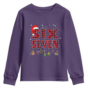Funny Six Seven Christmas Youth Sweatshirt 67 Meme Gen Alpha Slang Red Plaid Xmas Pajamas TS10 Purple Print Your Wear