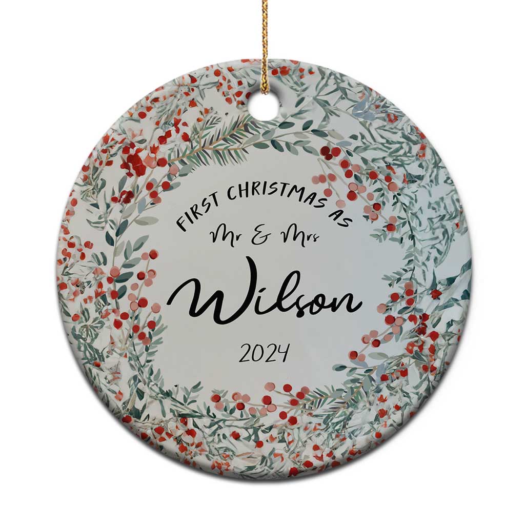 Personalised First Xmas as Mr & Mrs Christmas Ornament Custom Name Wedding Gifts for Newlywed Couple TS10 Print Your Wear