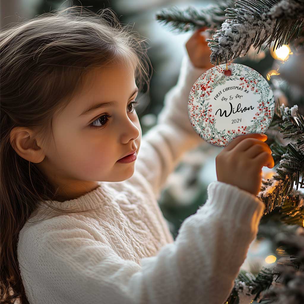 Personalised First Xmas as Mr & Mrs Christmas Ornament Custom Name Wedding Gifts for Newlywed Couple TS10 Print Your Wear