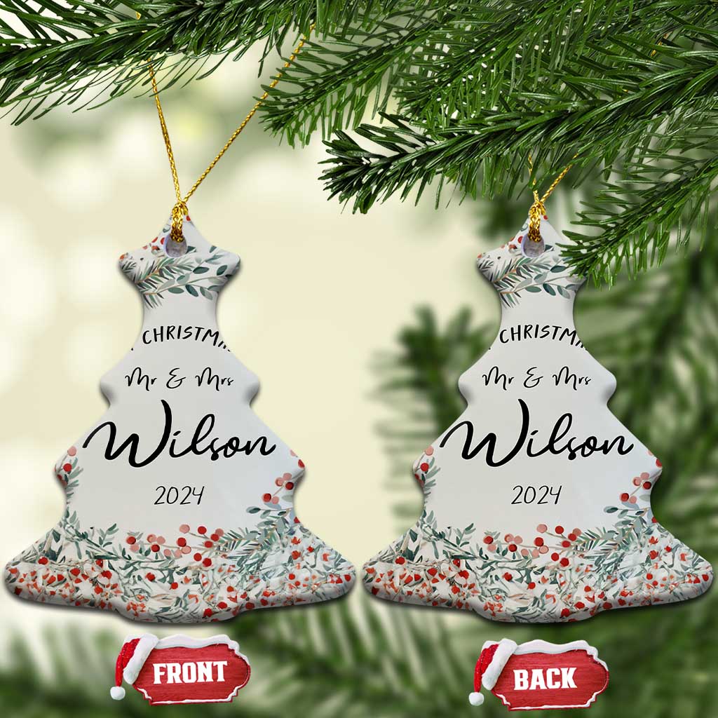 Personalised First Xmas as Mr & Mrs Christmas Ornament Custom Name Wedding Gifts for Newlywed Couple TS10 Christmas Tree White Print Your Wear