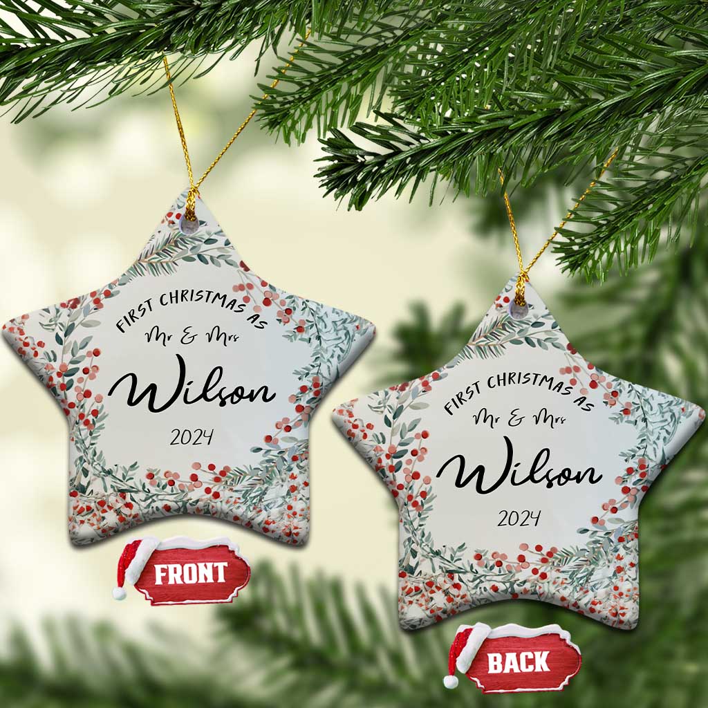 Personalised First Xmas as Mr & Mrs Christmas Ornament Custom Name Wedding Gifts for Newlywed Couple TS10 Star White Print Your Wear