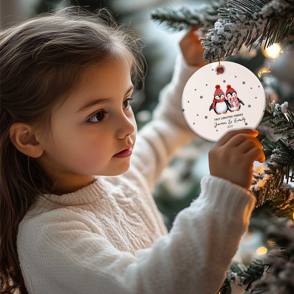 Personalised First Xmas Married Christmas Ornament Custom Name 2024 Keepsake Wedding Gifts for Couple Her or Him TS10 Print Your Wear