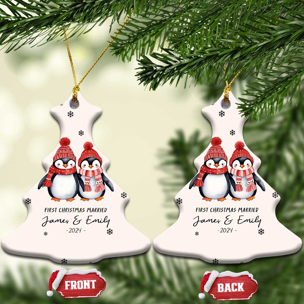 Personalised First Xmas Married Christmas Ornament Custom Name 2024 Keepsake Wedding Gifts for Couple Her or Him TS10 Christmas Tree Cream Print Your Wear