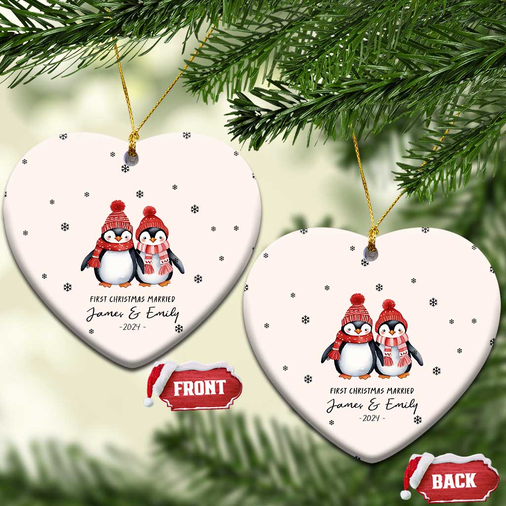 Personalised First Xmas Married Christmas Ornament Custom Name 2024 Keepsake Wedding Gifts for Couple Her or Him TS10 Heart Cream Print Your Wear