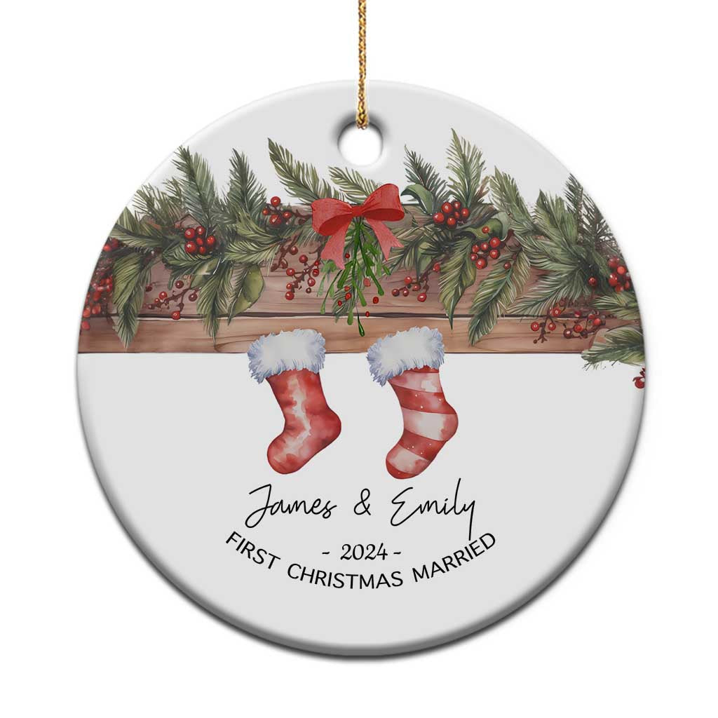 Personalised First Xmas Married Christmas Ornament Custom Name Wedding Gifts for Newlywed Couple Mr & Mrs TS10 Print Your Wear