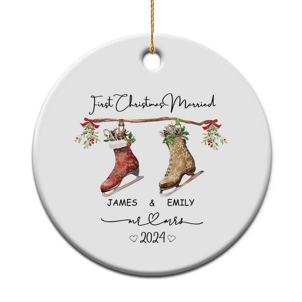 Personalised First Xmas Married Christmas Ornament Custom Name Mr & Mrs Wedding Gifts for Newlywed Couple TS10 Print Your Wear
