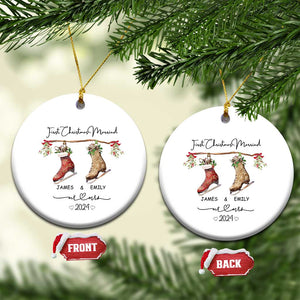 Personalised First Xmas Married Christmas Ornament Custom Name Mr & Mrs Wedding Gifts for Newlywed Couple TS10 Circle White Print Your Wear