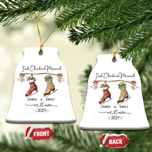 Personalised First Xmas Married Christmas Ornament Custom Name Mr & Mrs Wedding Gifts for Newlywed Couple TS10 Bell Flake White Print Your Wear