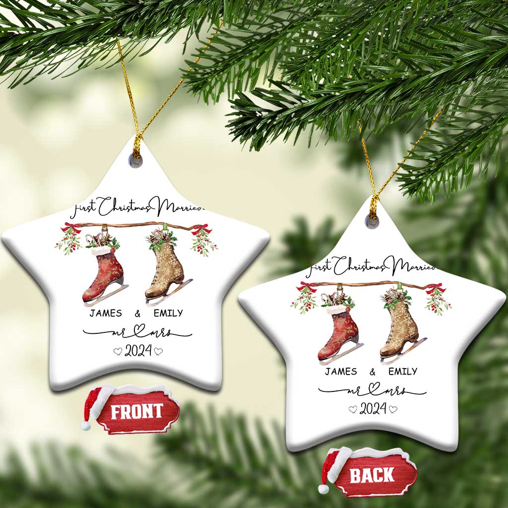 Personalised First Xmas Married Christmas Ornament Custom Name Mr & Mrs Wedding Gifts for Newlywed Couple TS10 Star White Print Your Wear