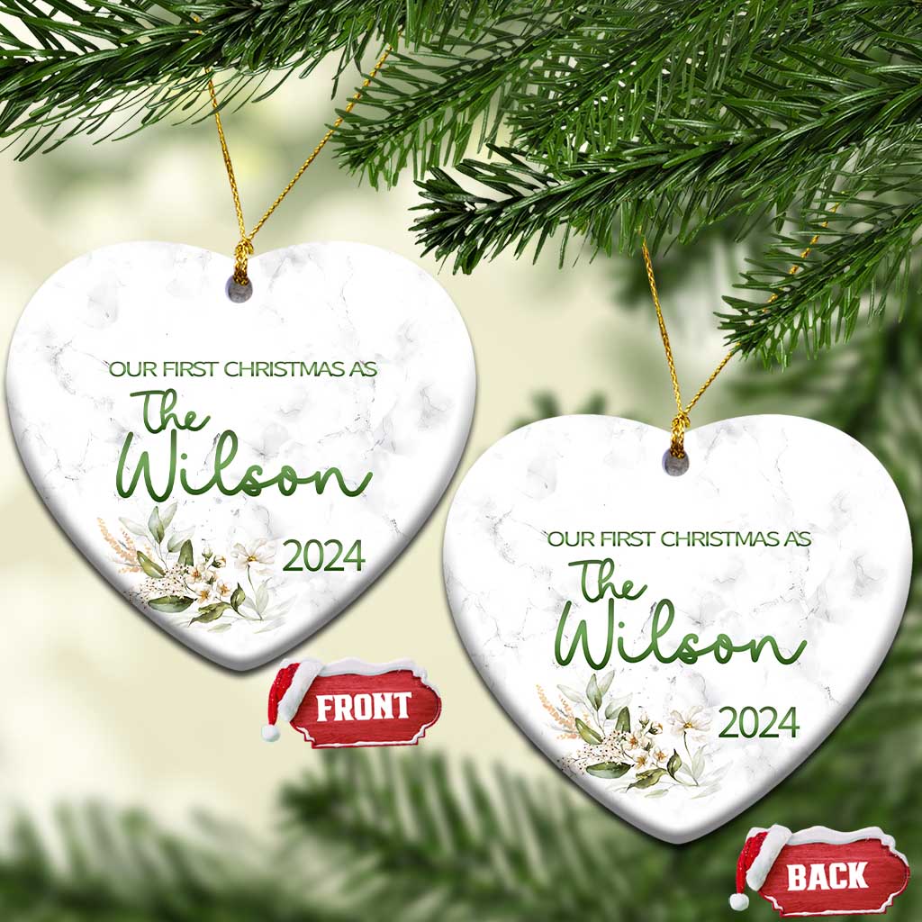 Personalised First Xmas Married Christmas Ornament Custom Name 2024 Keepsake Wedding Gifts for Newlywed Couple TS10 Heart Marble Print Your Wear