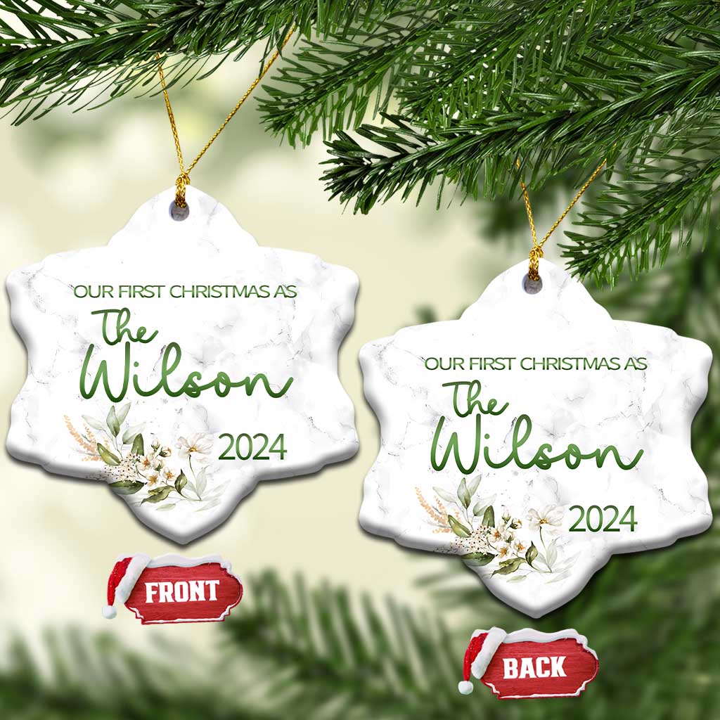 Personalised First Xmas Married Christmas Ornament Custom Name 2024 Keepsake Wedding Gifts for Newlywed Couple TS10 Snow Flake Marble Print Your Wear