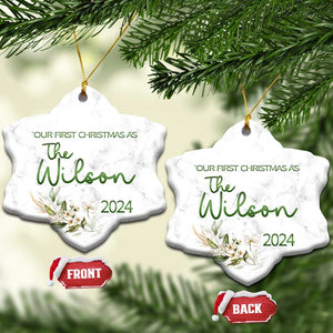 Personalised First Xmas Married Christmas Ornament Custom Name 2024 Keepsake Wedding Gifts for Newlywed Couple TS10 Snow Flake Marble Print Your Wear