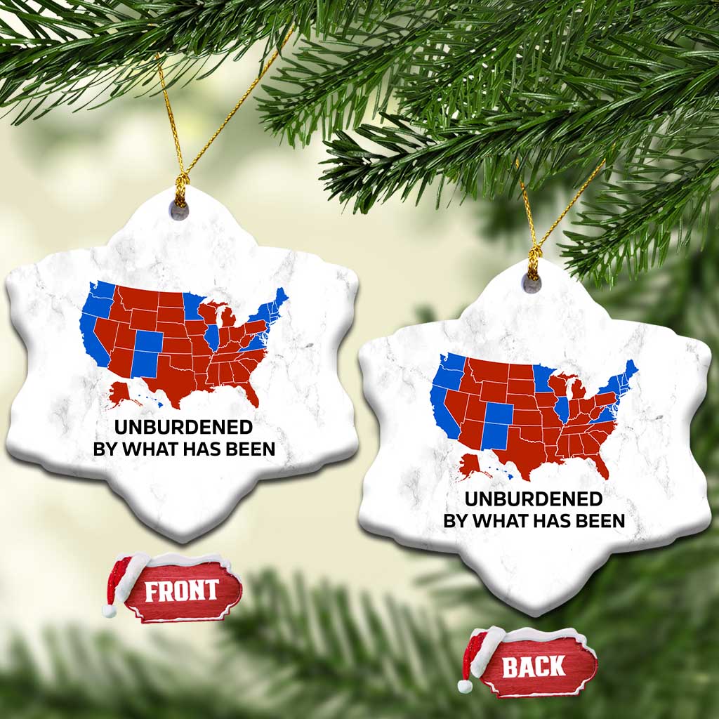 Trump 2024 Christmas Ornament Unburdened by What Has Been Election Map TS10 Snow Flake White Print Your Wear