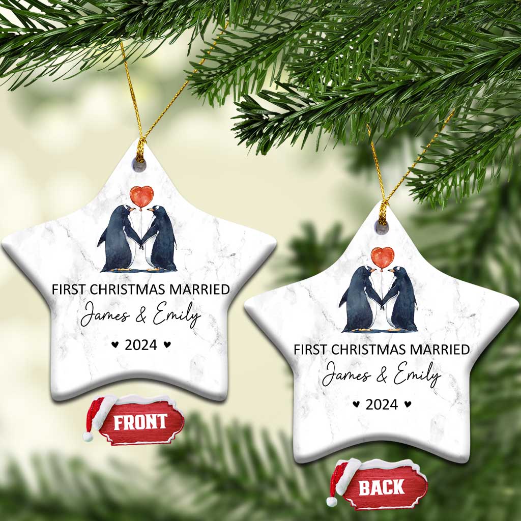 Personalised First Xmas Married Christmas Ornament Custom Name 2024 Wedding Gifts for Couple Her or Him TS10 Star White Print Your Wear