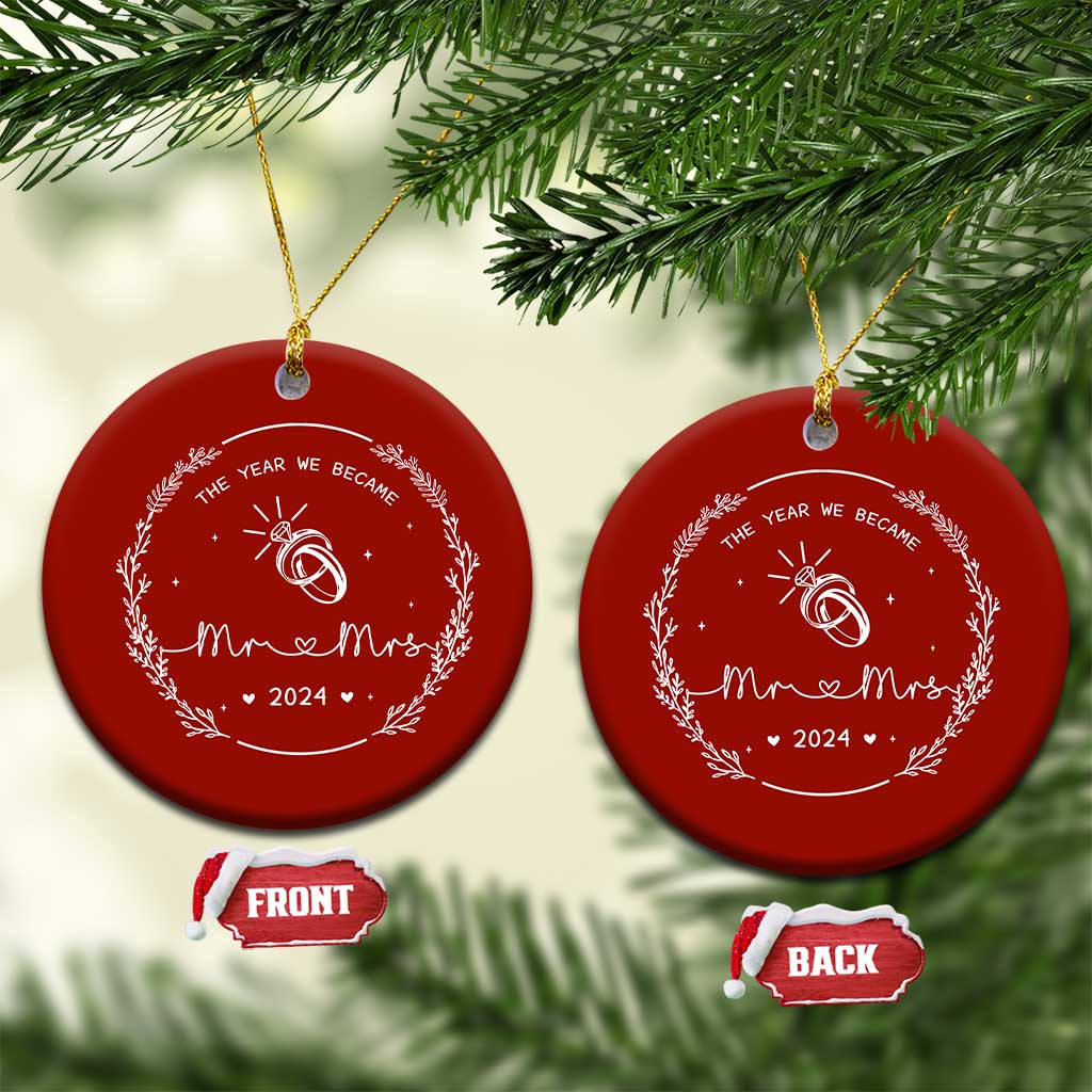 First Xmas as Mr & Mrs Christmas Ornament 2024 Keepsake Wedding Gifts for Couple TS10 Circle Red Print Your Wear