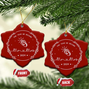 First Xmas as Mr & Mrs Christmas Ornament 2024 Keepsake Wedding Gifts for Couple TS10 Snow Flake Red Print Your Wear