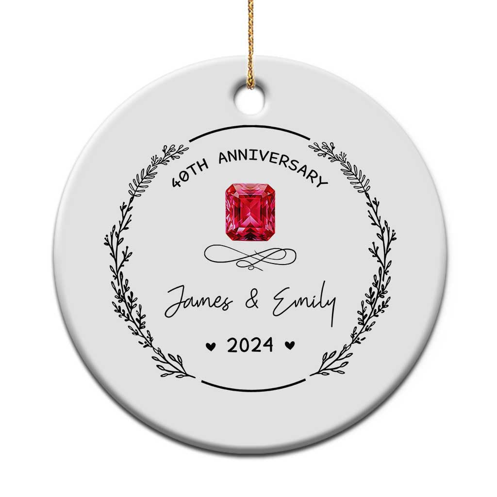 Personalised 40th Wedding Anniversary Christmas Ornament Custom Name Ruby 40 Years of Marriage TS10 Print Your Wear