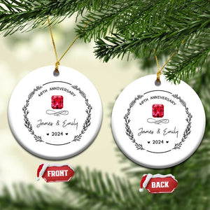 Personalised 40th Wedding Anniversary Christmas Ornament Custom Name Ruby 40 Years of Marriage TS10 Circle White Print Your Wear