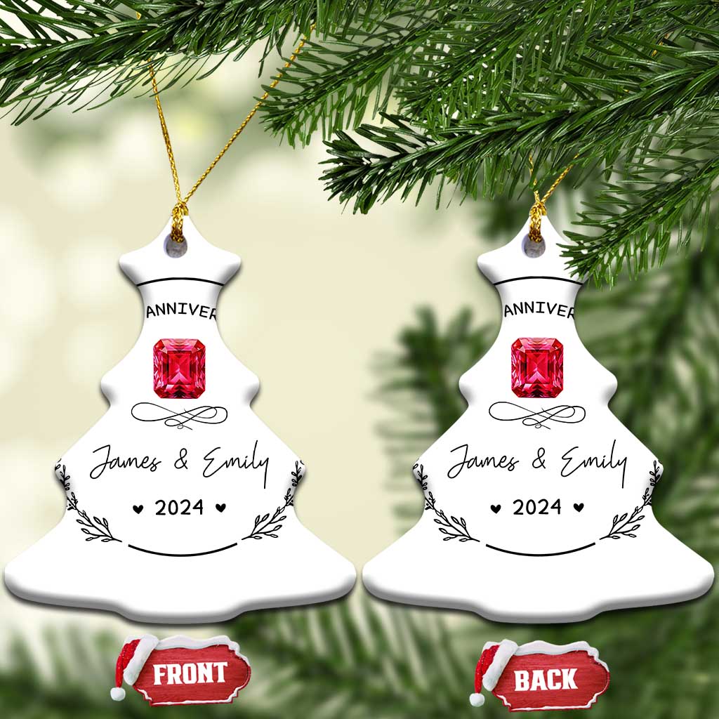 Personalised 40th Wedding Anniversary Christmas Ornament Custom Name Ruby 40 Years of Marriage TS10 Christmas Tree White Print Your Wear