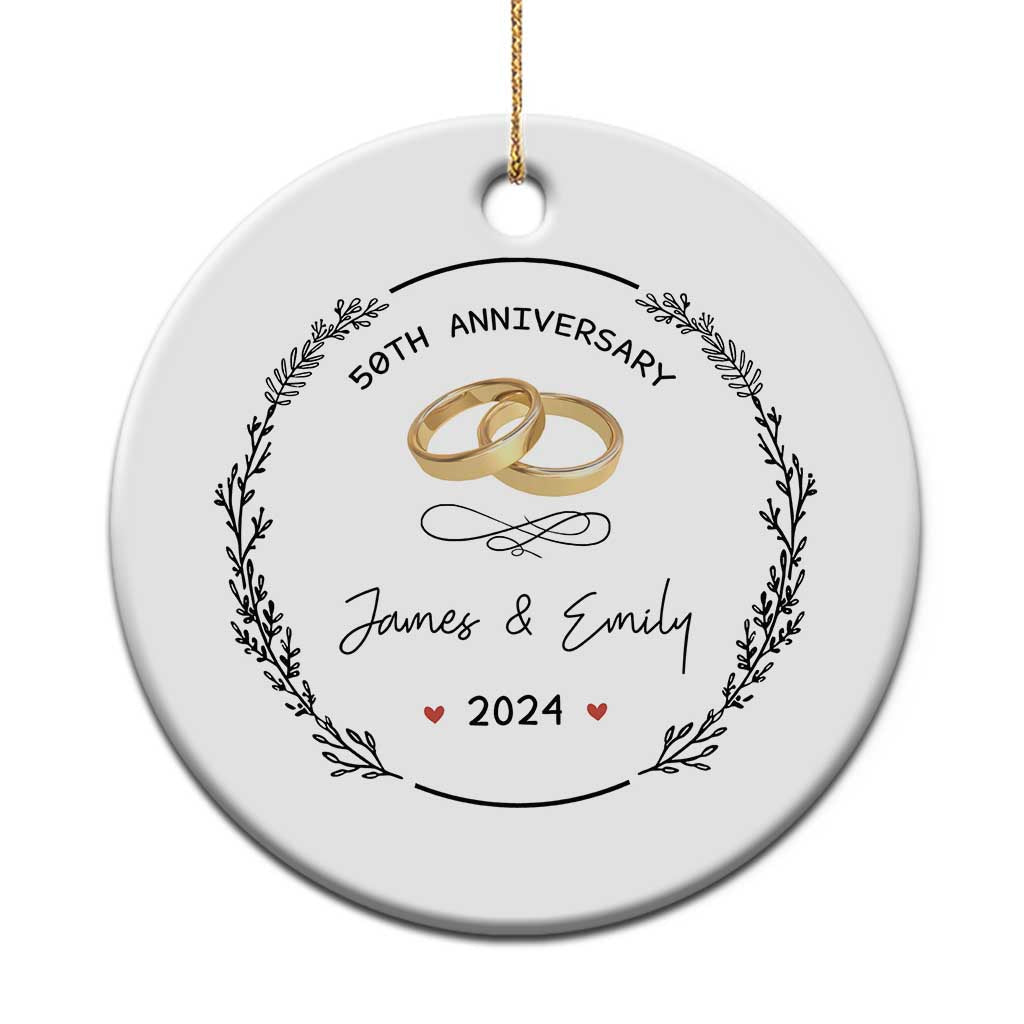 Personalised 50th Wedding Anniversary Christmas Ornament Custom Name Gold 50 Years of Marriage TS10 Print Your Wear