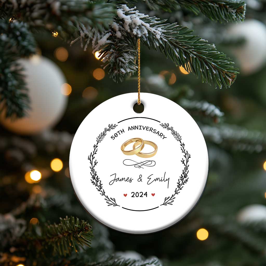 Personalised 50th Wedding Anniversary Christmas Ornament Custom Name Gold 50 Years of Marriage TS10 Print Your Wear