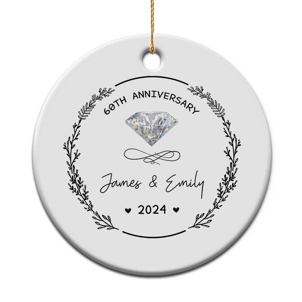 Personalised 60th Wedding Anniversary Christmas Ornament Custom Name Diamond 60 Years of Marriage TS10 Print Your Wear