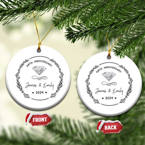 Personalised 60th Wedding Anniversary Christmas Ornament Custom Name Diamond 60 Years of Marriage TS10 Circle White Print Your Wear