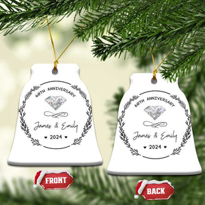Personalised 60th Wedding Anniversary Christmas Ornament Custom Name Diamond 60 Years of Marriage TS10 Bell Flake White Print Your Wear
