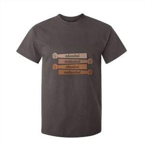 Black Pride T Shirt For Kid Educated Motivated Elevated Melanated BLM Melanin TS10 Dark Chocolate Print Your Wear