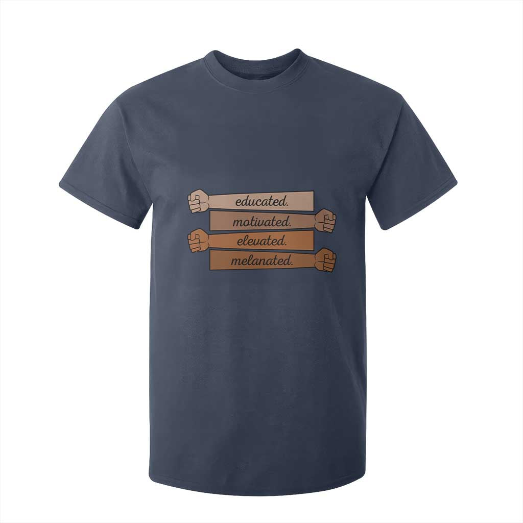 Black Pride T Shirt For Kid Educated Motivated Elevated Melanated BLM Melanin TS10 Navy Print Your Wear