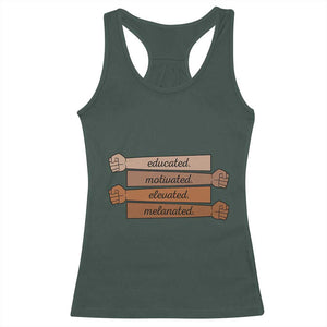 Black Pride Racerback Tank Top Educated Motivated Elevated Melanated BLM Melanin TS10 Dark Forest Green Print Your Wear