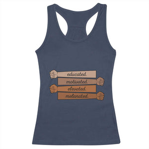 Black Pride Racerback Tank Top Educated Motivated Elevated Melanated BLM Melanin TS10 Navy Print Your Wear